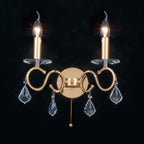 Diyas Torino 2 Light Switched Wall Light in French Gold with Crystal