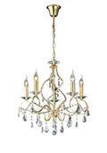 Diyas Torino 5 Light Pendant Light in French Gold with Crystal