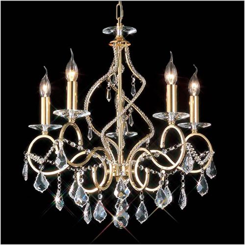 Diyas Torino 5 Light Pendant Light in French Gold with Crystal