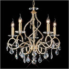 Diyas Torino 5 Light Pendant Light in French Gold with Crystal