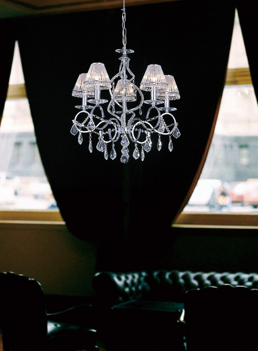 Diyas Torino 5 Light Pendant Light in Polished Chrome with Crystal