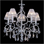 Diyas Torino 5 Light Pendant Light in Polished Chrome with Crystal
