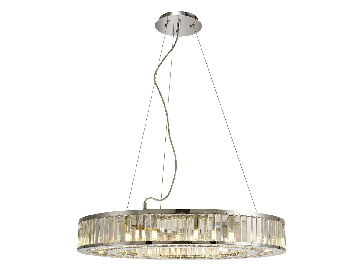 Diyas Torre 10 Light Pendant Light in Polished Chrome with Crystal