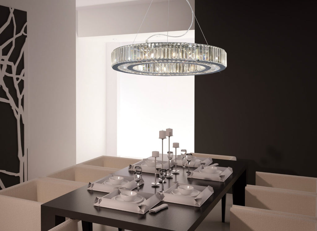 Diyas Torre 10 Light Pendant Light in Polished Chrome with Crystal
