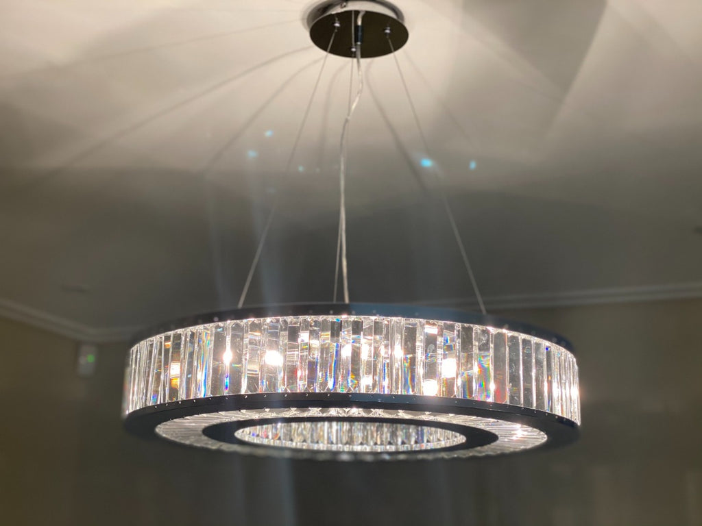 Diyas Torre 10 Light Pendant Light in Polished Chrome with Crystal