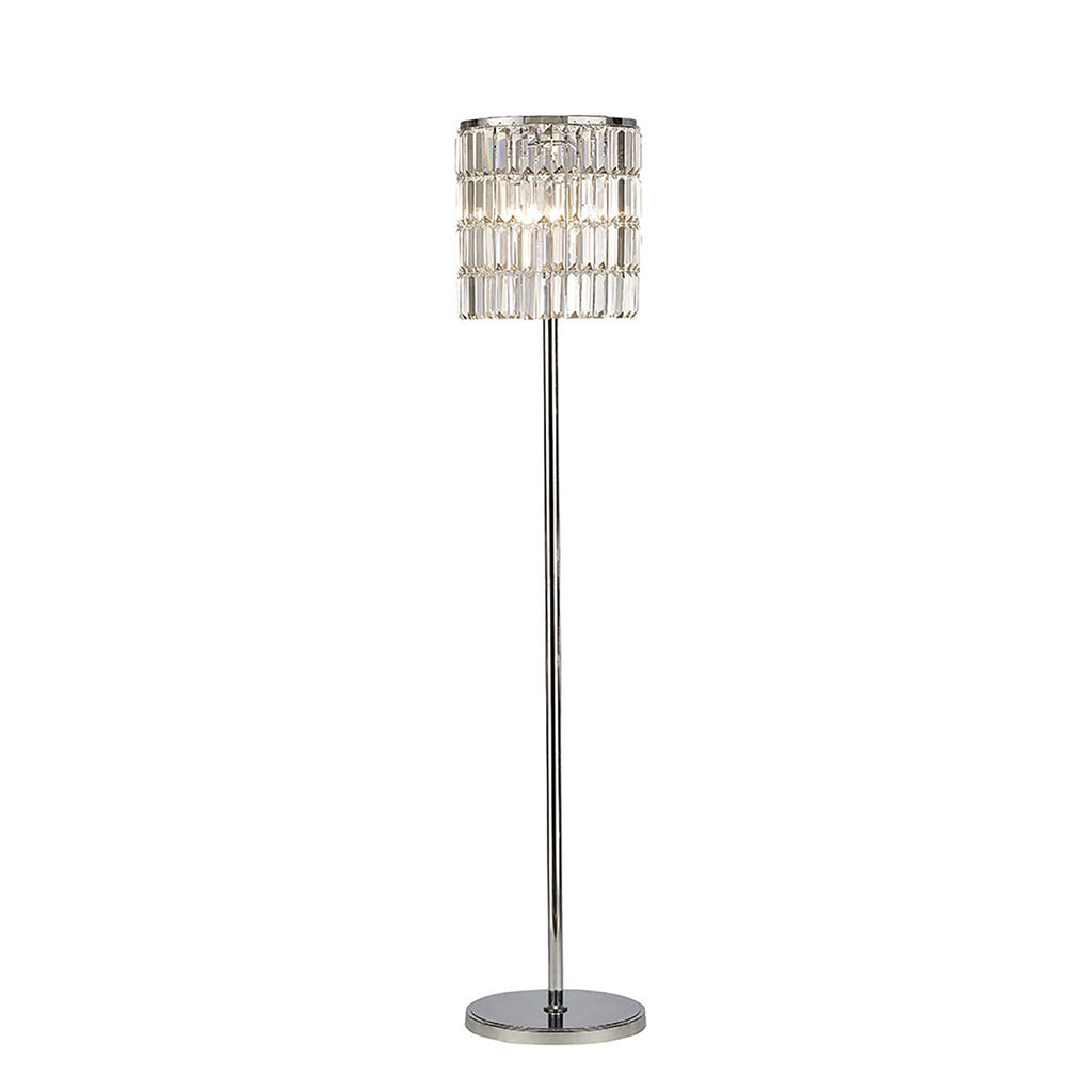 Diyas Torre 5 Light Floor Lamp in Polished Chrome with Crystal Curtain