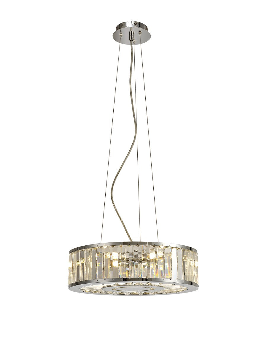 Diyas Torre 5 Light Pendant Light in Polished Chrome with Crystal