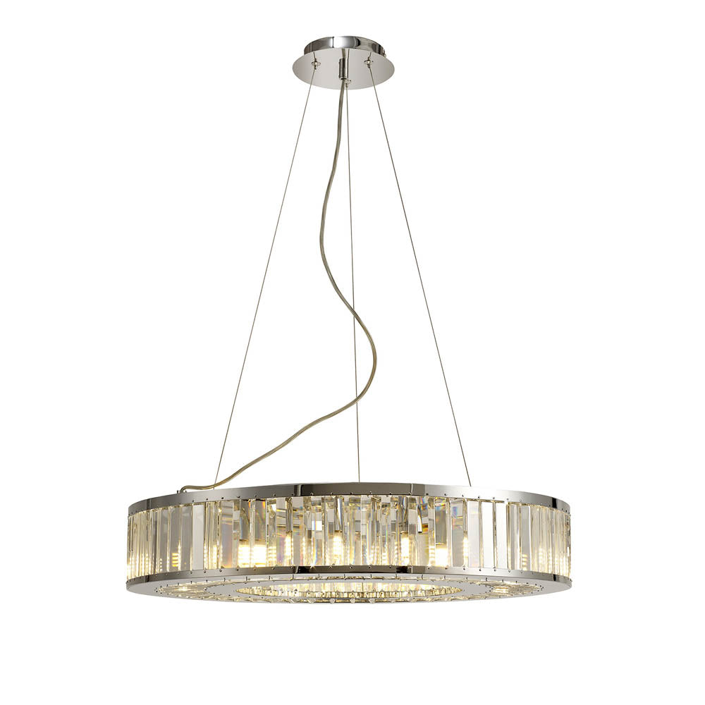 Diyas Torre 9 Light Pendant Light in Polished Chrome with Crystal
