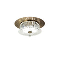 Diyas Tosca 4 Light Round Flush Ceiling Light in Antique Brass with Glass and Crystal