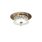 Diyas Tosca 4 Light Round Flush Ceiling Light in Antique Brass with Glass and Crystal