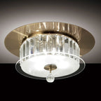 Diyas Tosca 4 Light Round Flush Ceiling Light in Antique Brass with Glass and Crystal
