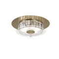 Diyas Tosca 6 Light Round Flush Ceiling Light in Antique Brass with Glass and Crystal