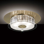 Diyas Tosca 6 Light Round Flush Ceiling Light in Antique Brass with Glass and Crystal