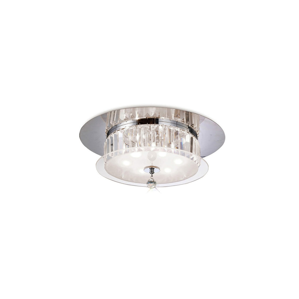 Diyas Tosca 6 Light Round Flush Ceiling Light in Polished Chrome with Glass and Crystal