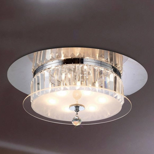 Diyas Tosca 6 Light Round Flush Ceiling Light in Polished Chrome with Glass and Crystal