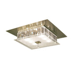 Diyas Tosca 6 Light Square Flush Ceiling Light in Antique Brass with Glass and Crystal