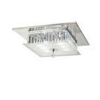 Diyas Tosca 6 Light Square Flush Ceiling Light in Polished Chrome with Glass and Crystal