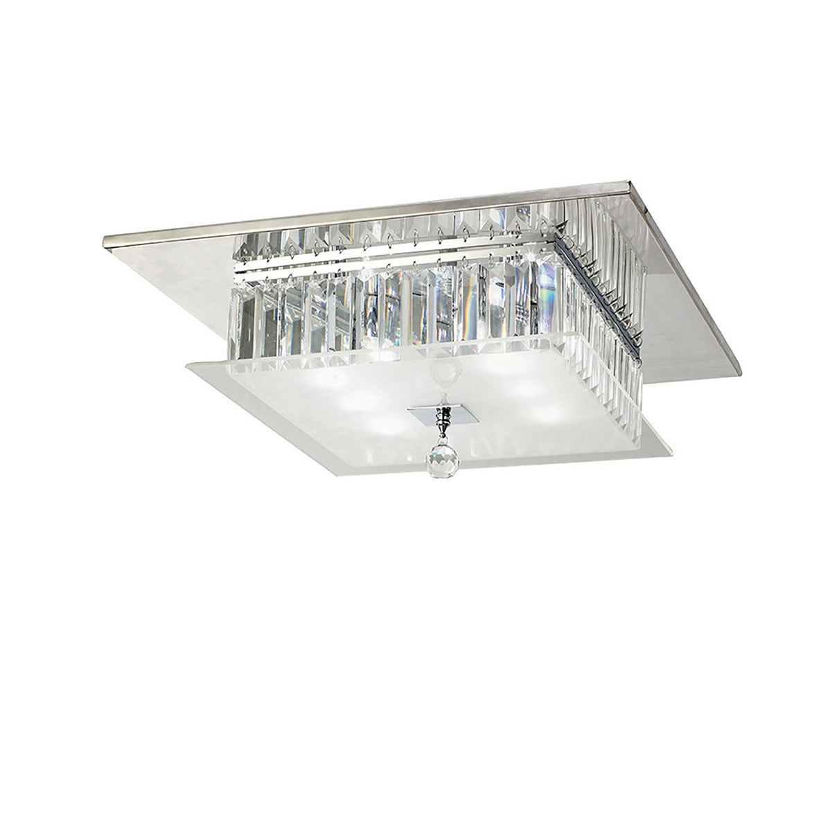Diyas Tosca 6 Light Square Flush Ceiling Light in Polished Chrome with Glass and Crystal