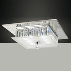 Diyas Tosca 6 Light Square Flush Ceiling Light in Polished Chrome with Glass and Crystal
