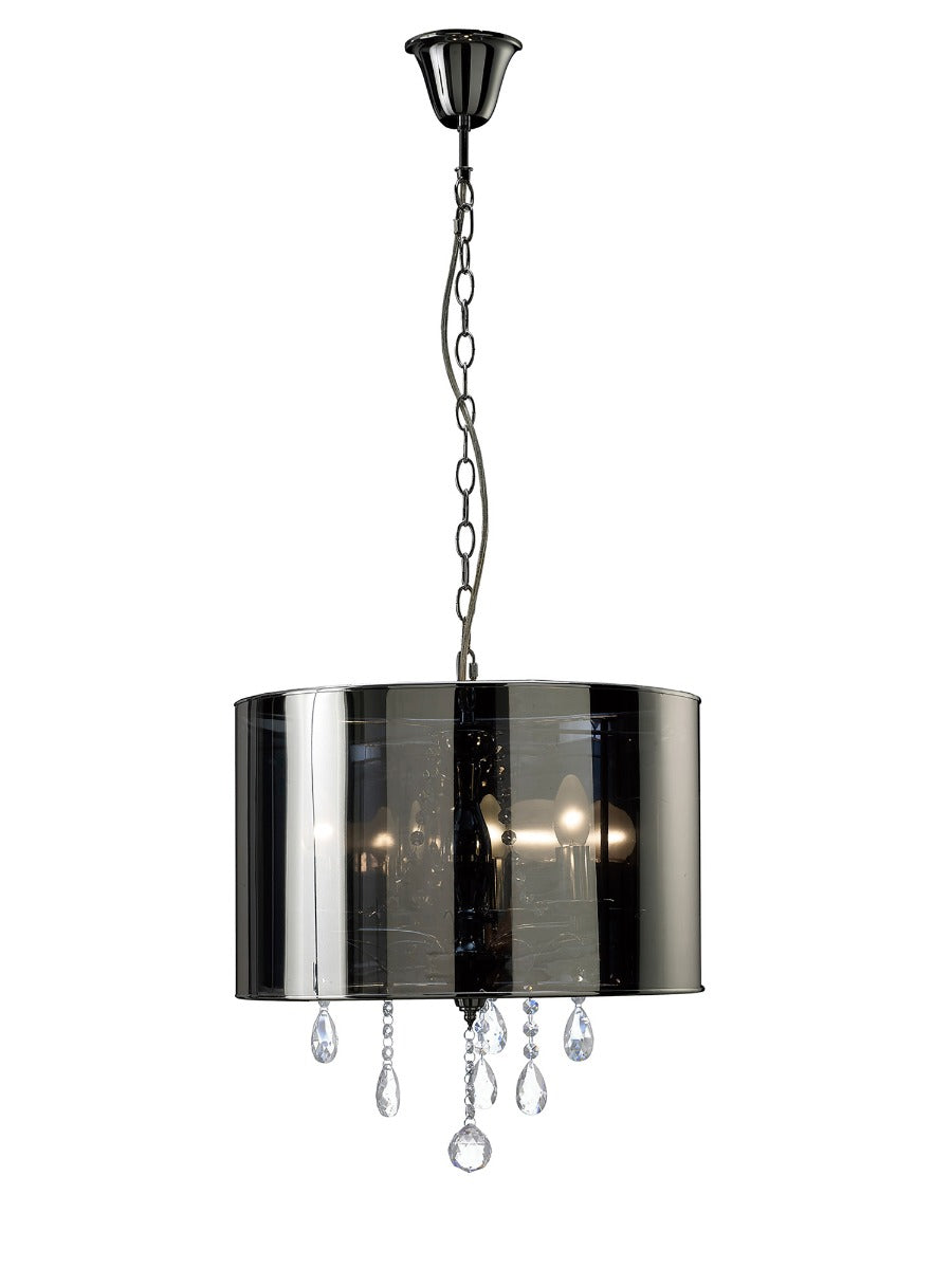 Diyas Trace 3 Light Pendant Light in Polished Chrome with PVC Crystal Shade