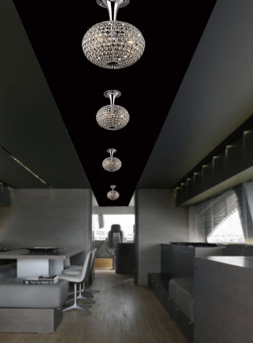 Diyas Vado 3 Light Semi Flush Ceiling Light in Polished Chrome with Crystal