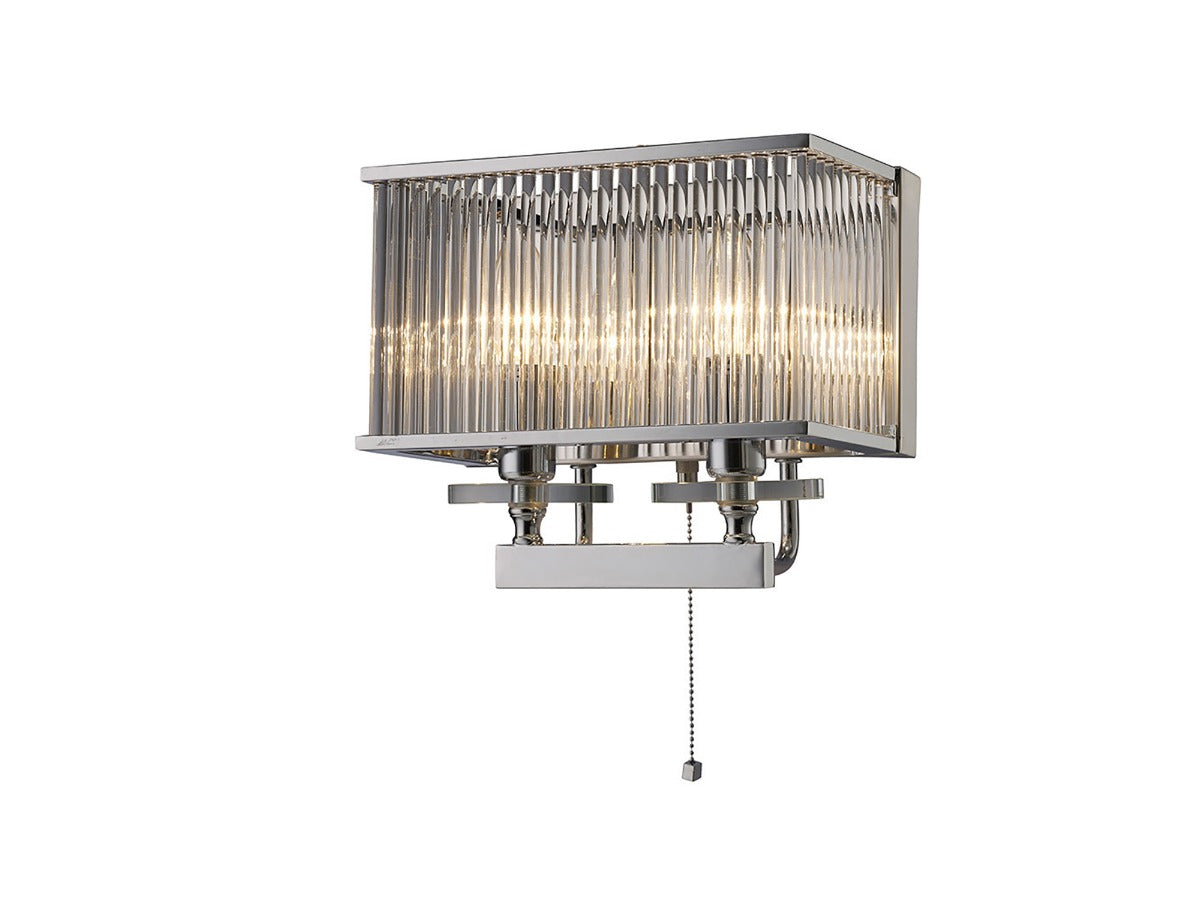 Diyas Vanessa 2 Light Double Wall Light in Polished Chrome with Crystal