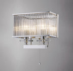 Diyas Vanessa 2 Light Double Wall Light in Polished Chrome with Crystal