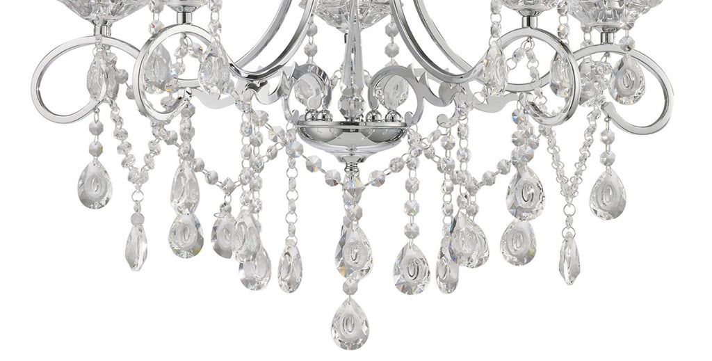 Diyas Vela 5 Light Pendant Light in Polished Chrome with Crystal