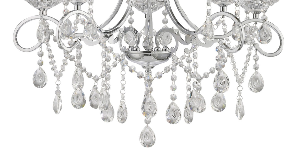 Diyas Vela 5 Light Pendant Light in Polished Chrome with Crystal