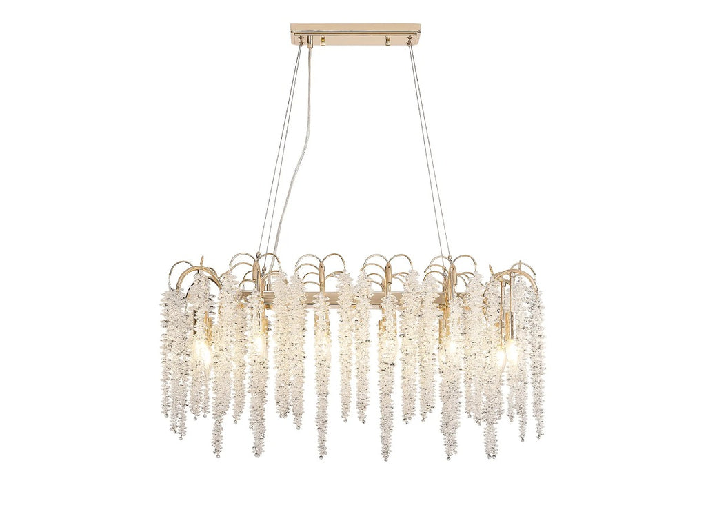 Diyas Wisteria 12 Light Oval Pendant Light in French Gold