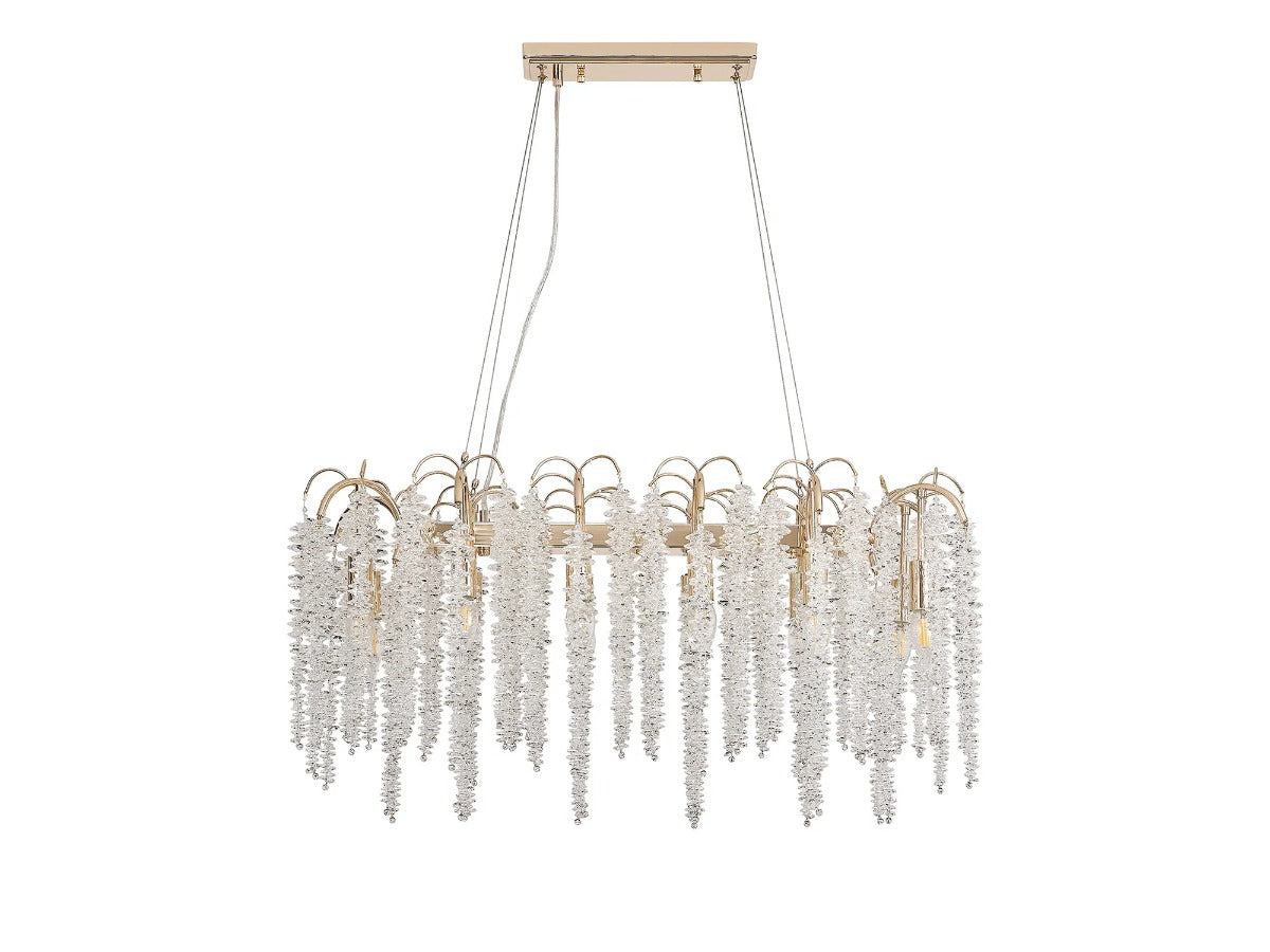 Diyas Wisteria 12 Light Oval Pendant Light in French Gold