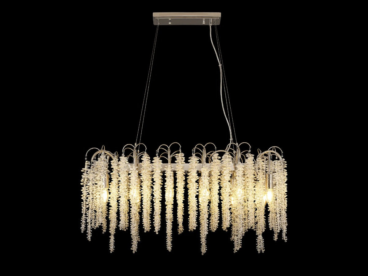 Diyas Wisteria 12 Light Oval Pendant Light in Polished Nickel
