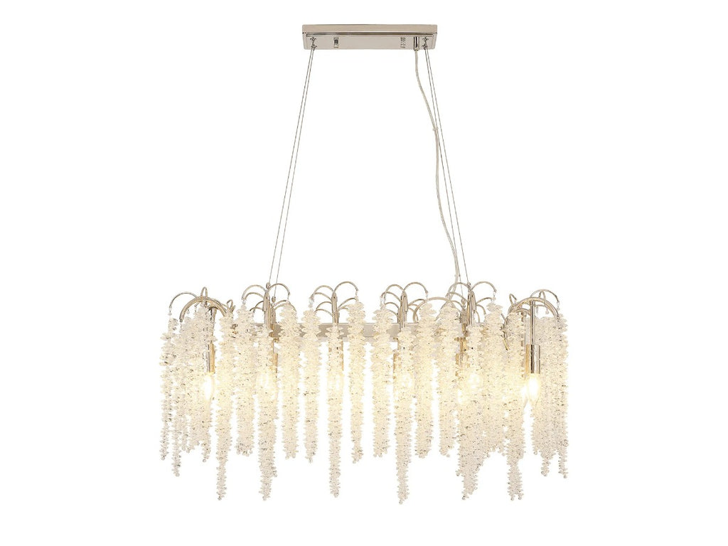 Diyas Wisteria 12 Light Oval Pendant Light in Polished Nickel