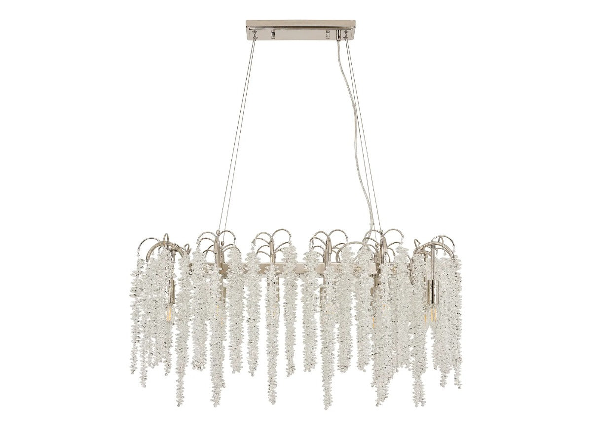 Diyas Wisteria 12 Light Oval Pendant Light in Polished Nickel