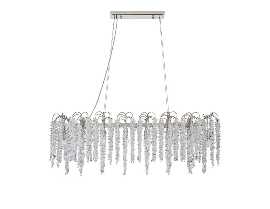 Diyas Wisteria 16 Light Oval Pendant Light in Polished Nickel