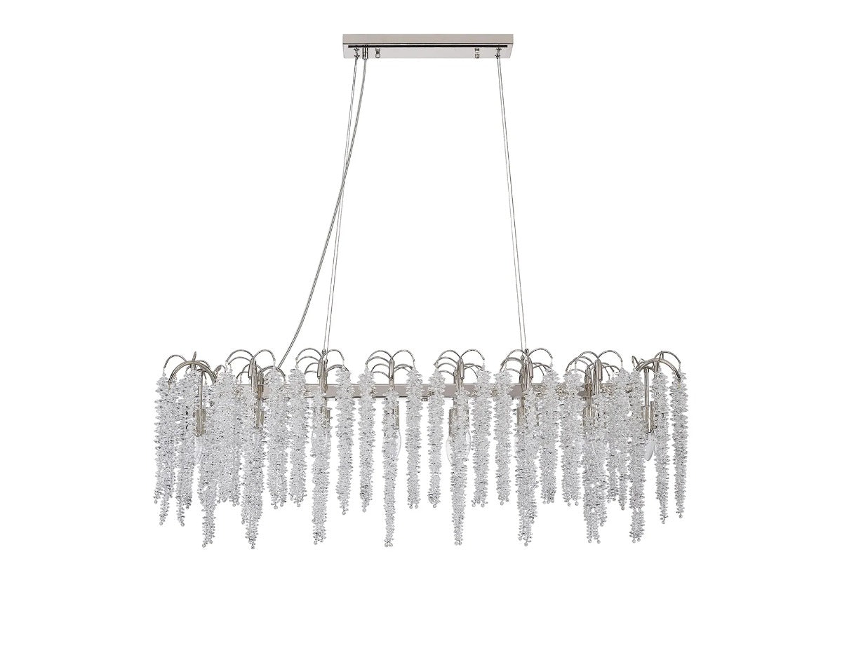 Diyas Wisteria 16 Light Oval Pendant Light in Polished Nickel