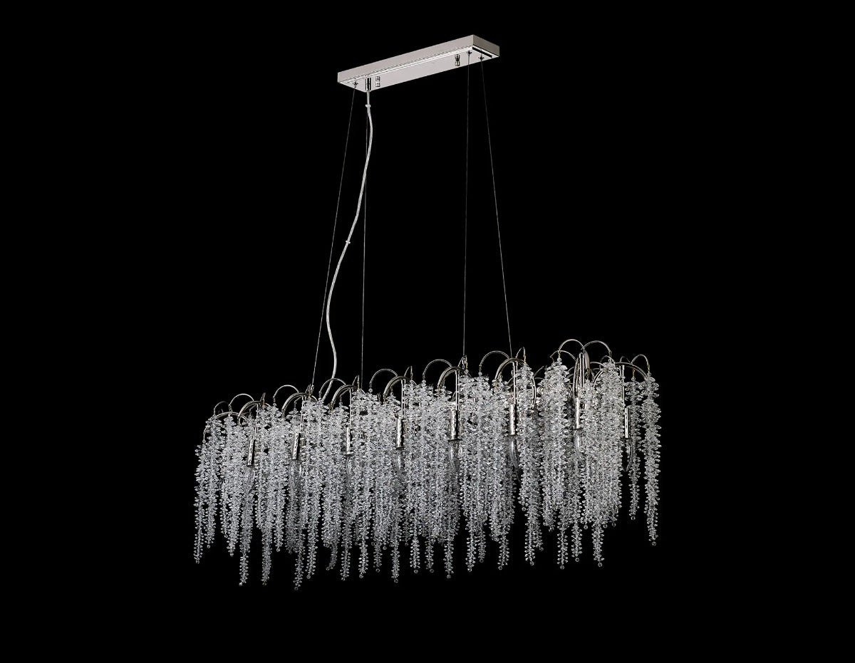 Diyas Wisteria 16 Light Oval Pendant Light in Polished Nickel