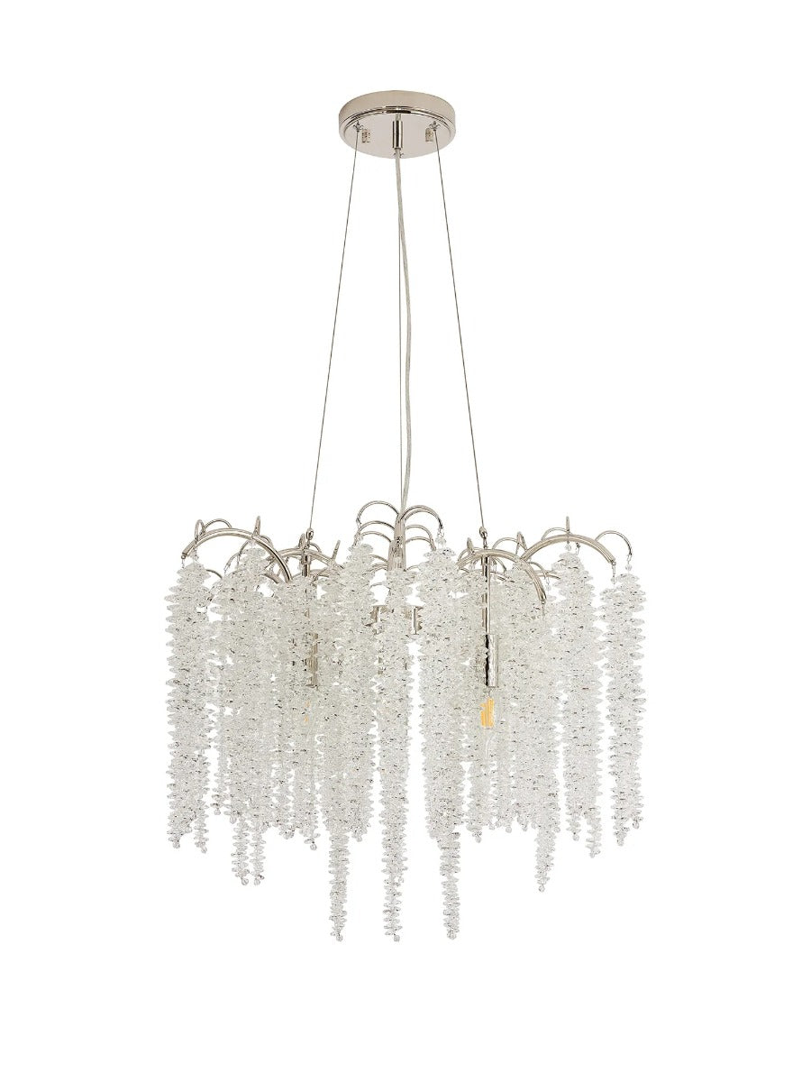 Diyas Wisteria 7 Light Round Pendant Light in Polished Nickel