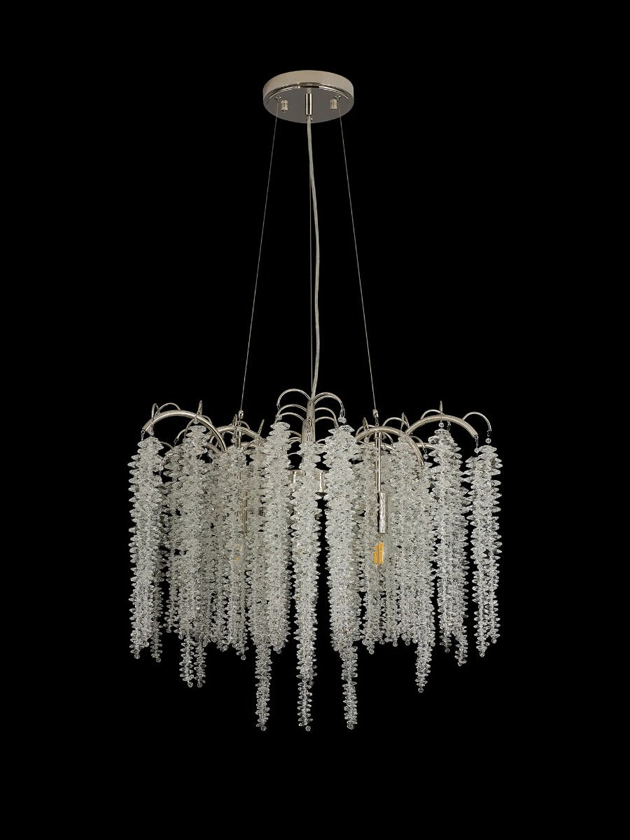 Diyas Wisteria 7 Light Round Pendant Light in Polished Nickel
