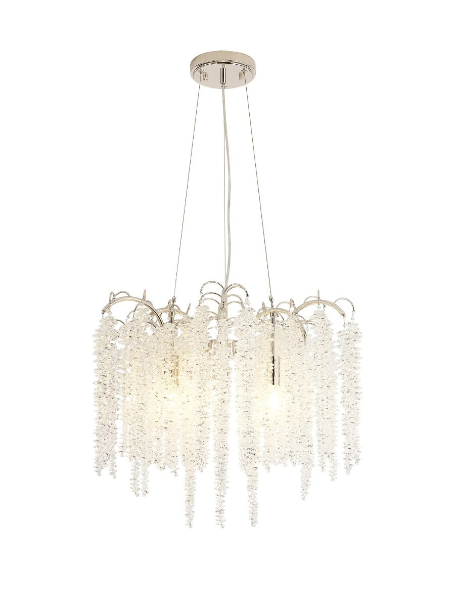 Diyas Wisteria 7 Light Round Pendant Light in Polished Nickel