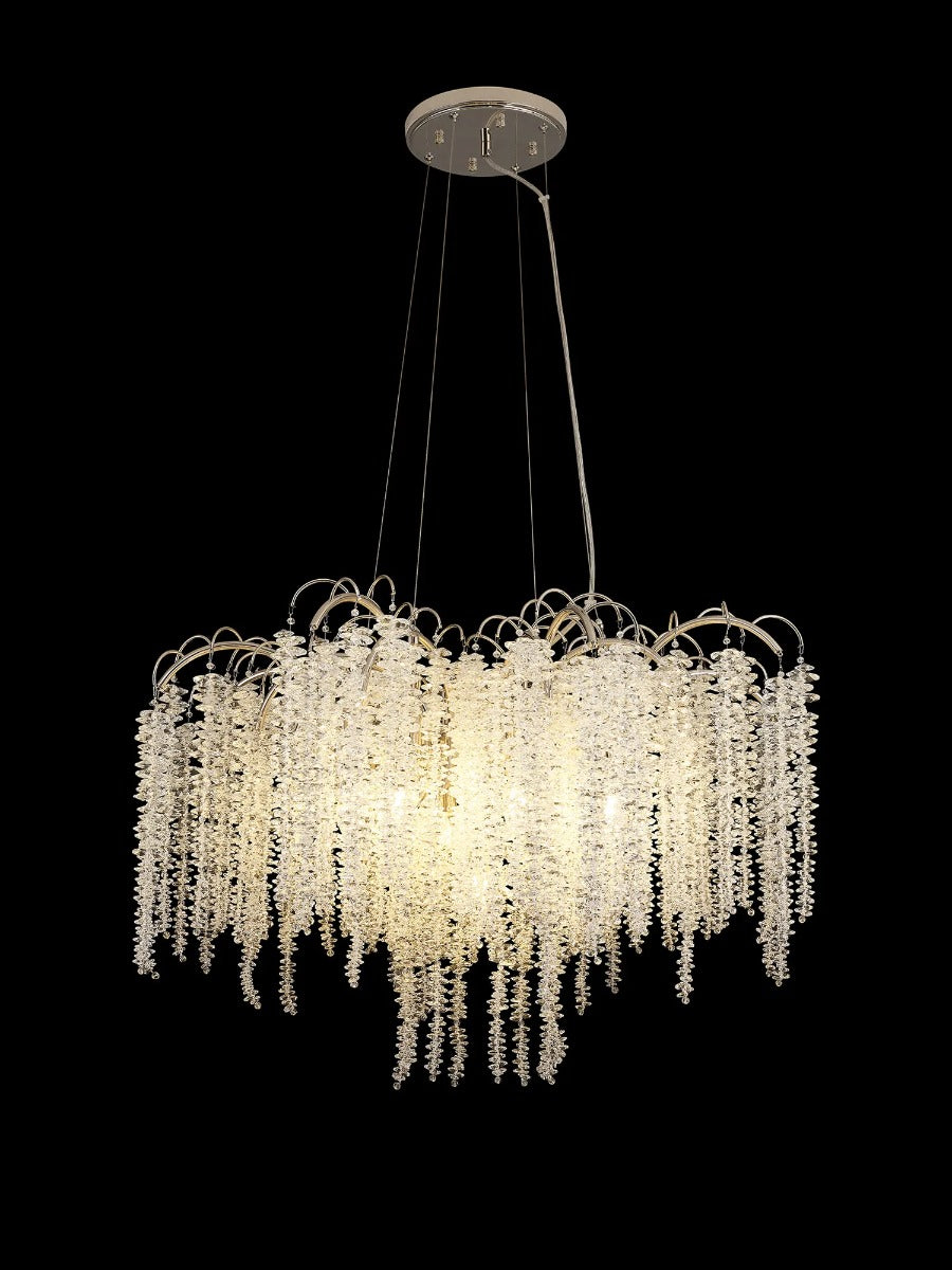 Diyas Wisteria 9 Light Round Pendant Light in Polished Nickel