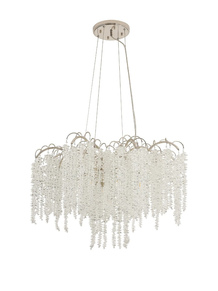 Diyas Wisteria 9 Light Round Pendant Light in Polished Nickel