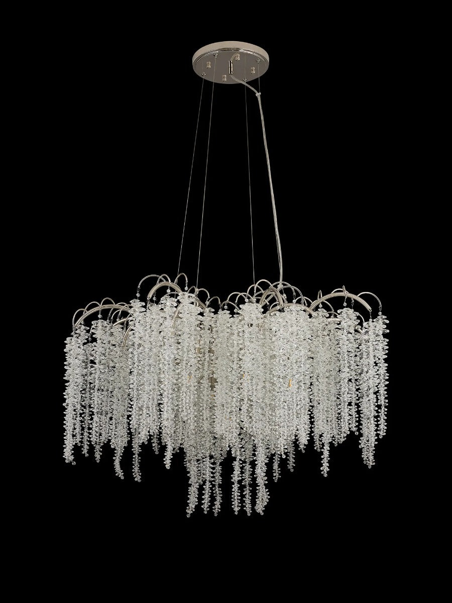 Diyas Wisteria 9 Light Round Pendant Light in Polished Nickel