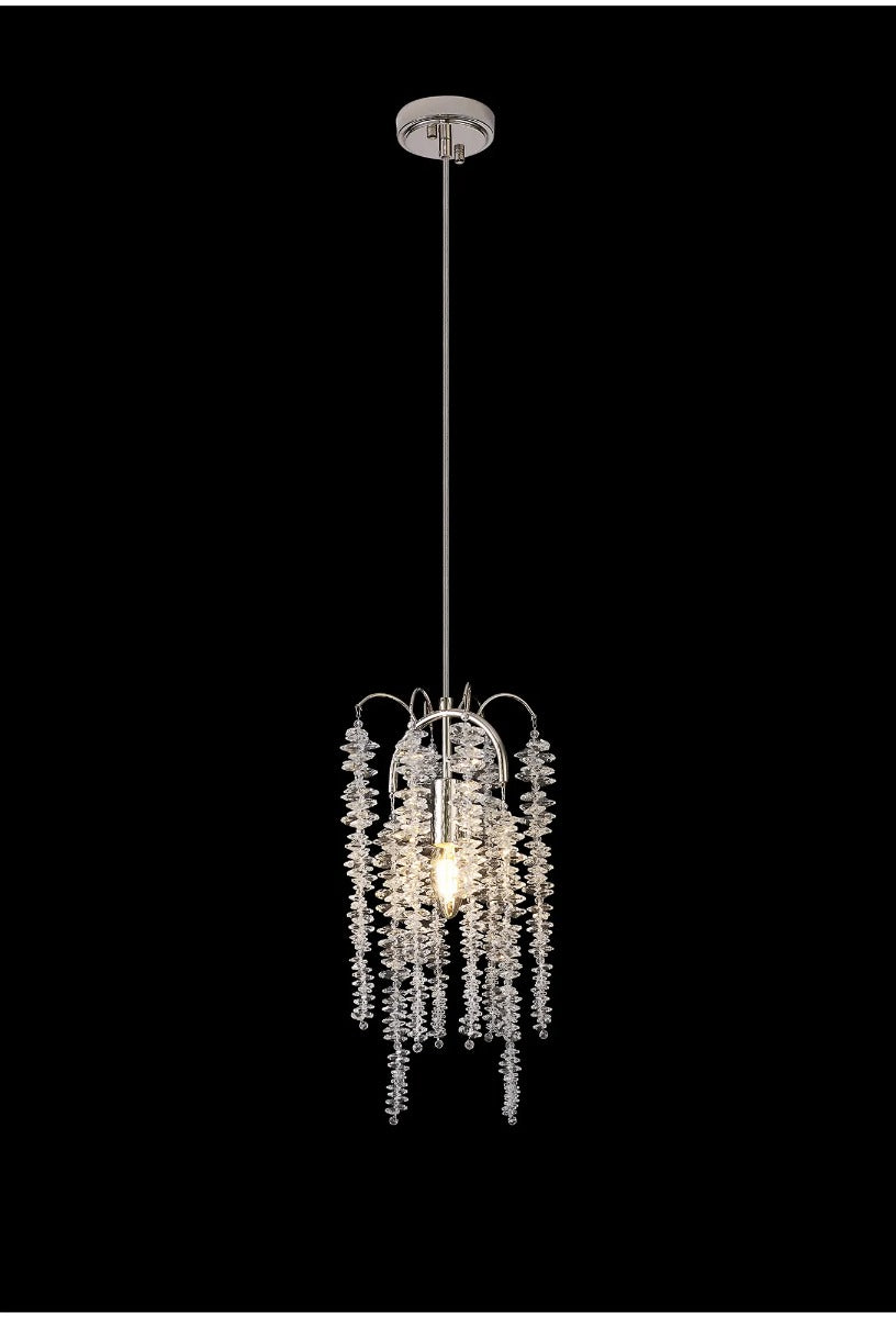Diyas Wisteria Round Pendant Light in Polished Nickel