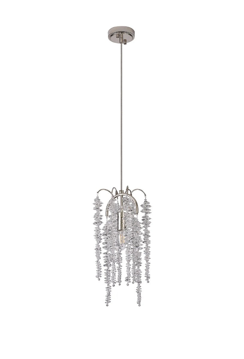Diyas Wisteria Round Pendant Light in Polished Nickel