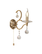 Diyas Zinta 1 Light Switched Wall Light in French Gold with Crystal