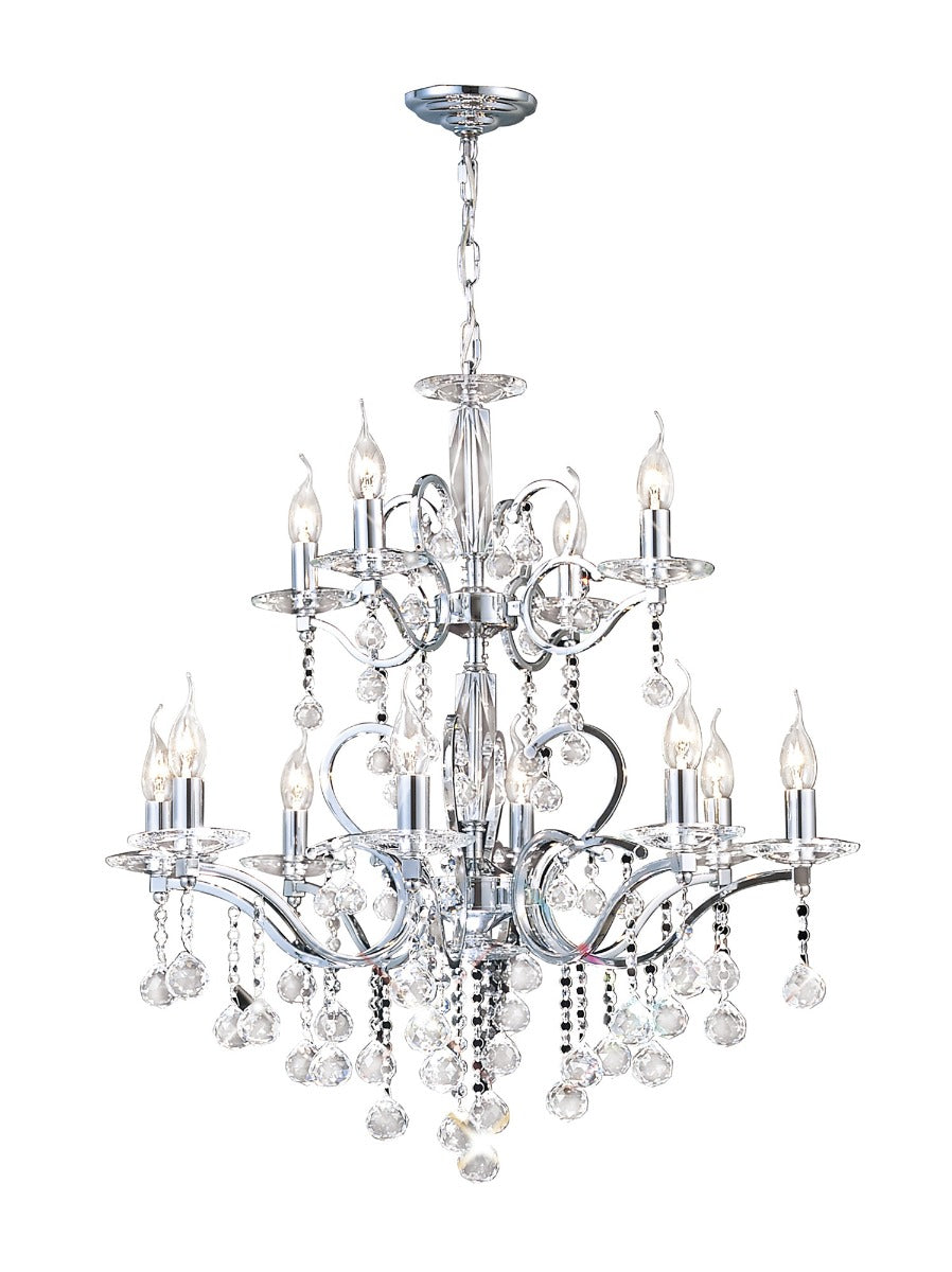 Diyas Zinta 12 Light Crystal Chandelier in Polished Chrome