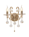 Diyas Zinta 2 Light Switched Wall Light in French Gold with Crystal