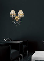 Diyas Zinta 2 Light Switched Wall Light in French Gold with Crystal