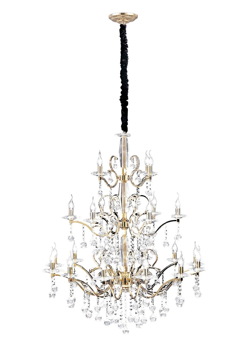 Diyas Zinta 22 Light 3 Tier Pendant Light in French Gold with Crystal